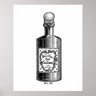 Poster Ilustração de perfume de safra preta e branca