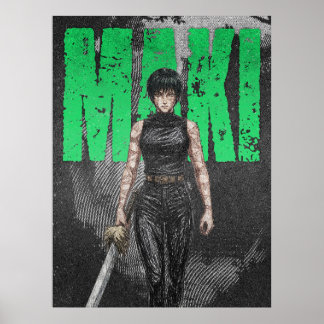 Poster Ilustração de Personagem de Anime em Esboço Grunge