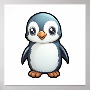 Poster Ilustração de pinguim de desenho animado