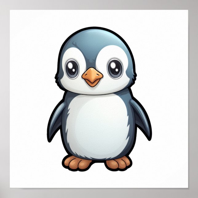 Poster Ilustração de pinguim de desenho animado (Frente)