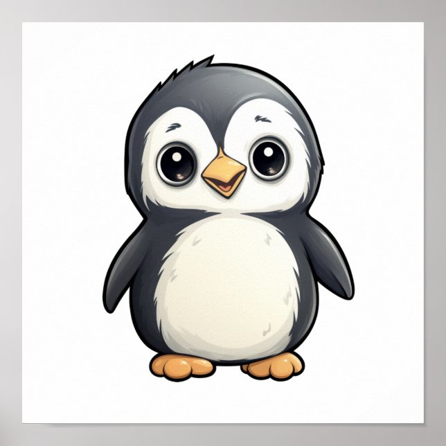 Poster Ilustração de pinguim de desenho animado (Frente)