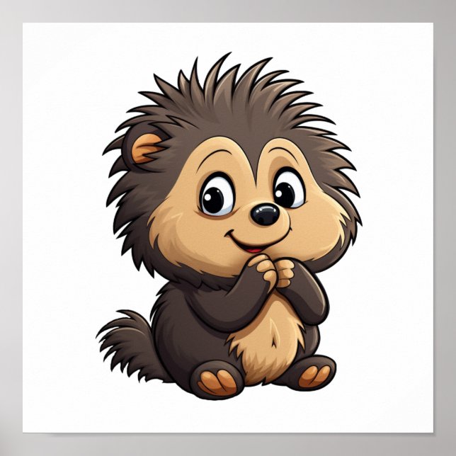 Poster Ilustração de porcupina de desenho animado (Frente)