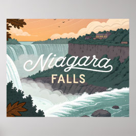 Poster Ilustração de pôster retrô vintage das Cataratas d