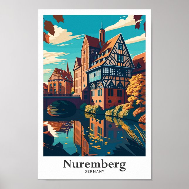 Poster Ilustração de potrato de arte da Nuremberg Germany (Frente)