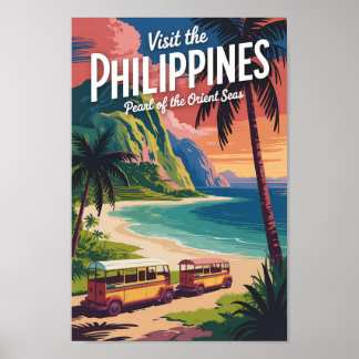Poster Ilustração de Praia das Filipinas Arte de Viagem V