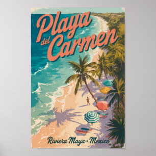 Poster Ilustração de Praia de Playa del Carmen Arte de Vi