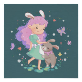 Póster Ilustração de primavera Bunny Girl
