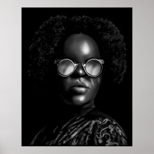 Poster Ilustração de Retrato de Bela legal Afro (AI+Human