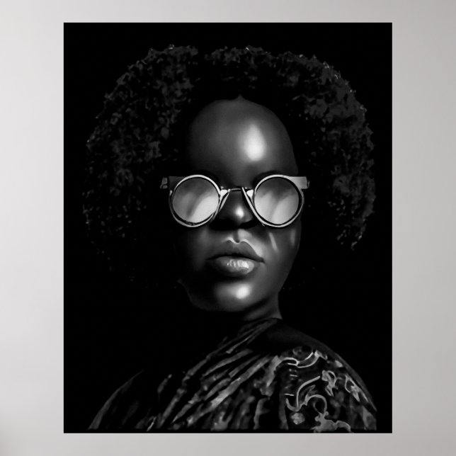 Poster Ilustração de Retrato de Bela legal Afro (AI+Human (Frente)