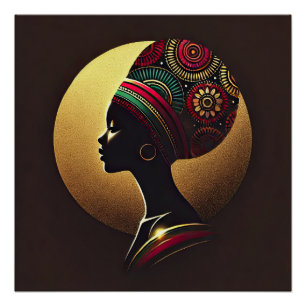 Póster Ilustração de Retrato de Mulher Africana Elegante