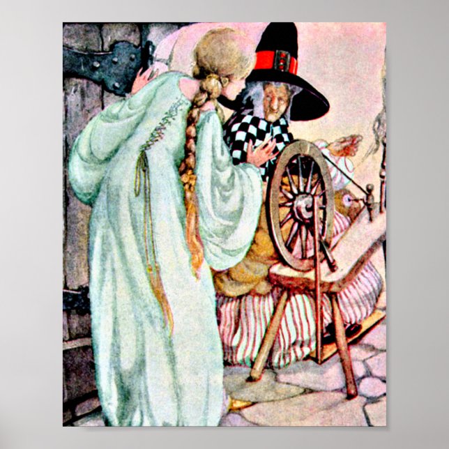 Póster Ilustração de Rosa Briar de Bela Dormindo Vintage (Frente)