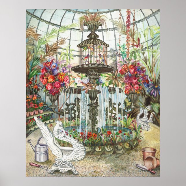 Poster Ilustração de safra do Conservatory Fountain (1938 (Frente)