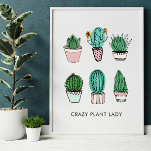 Póster Ilustração de suculentas de cactos pôster personal