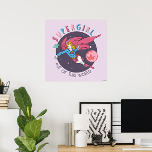 Poster Ilustração de Supergirl Voando para Cima