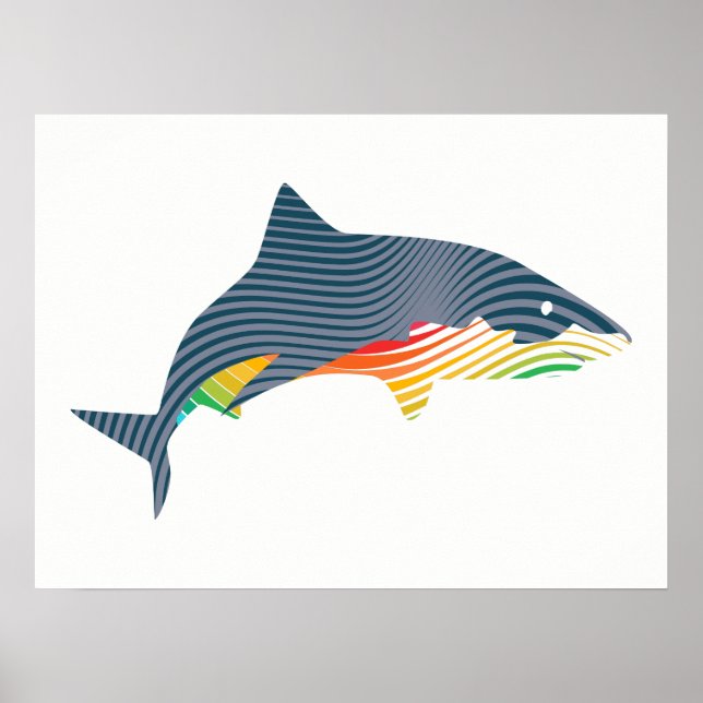 Poster Ilustração de Swoosh de Tubarão (Frente)