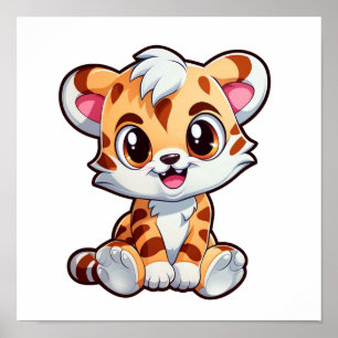 Poster Ilustração de tigre de desenho animado