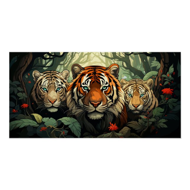 Póster Ilustração de Tigres (Frente)