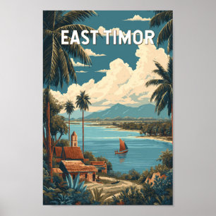 Poster Ilustração de Timor-Leste Viagem Arte Vintage