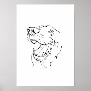 Poster Ilustração de Tinta de Cachorro Golden Retriever F