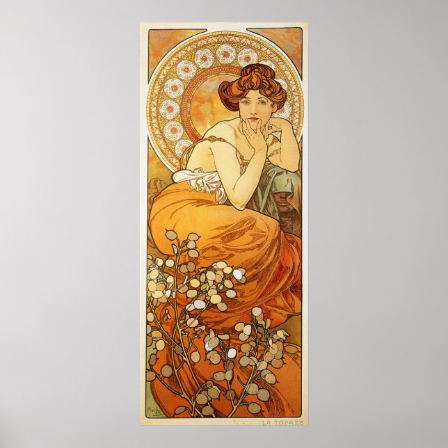 Póster Ilustração de Topaz por Alphonse Mucha (Frente)