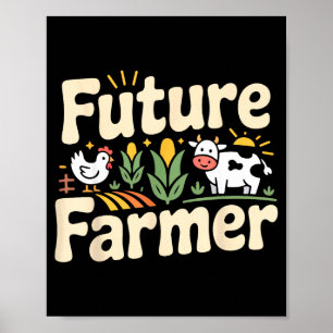 Poster Ilustração de Trator de Agricultor de Agricultura