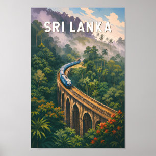 Poster Ilustração de Trem do Sri Lanka Arte de Viagem Vin