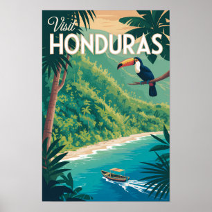 Poster Ilustração de Tucano de Honduras Arte de Viagem Vi