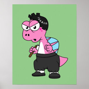 Poster Ilustração De Um Espinossauro Bruce Lee.