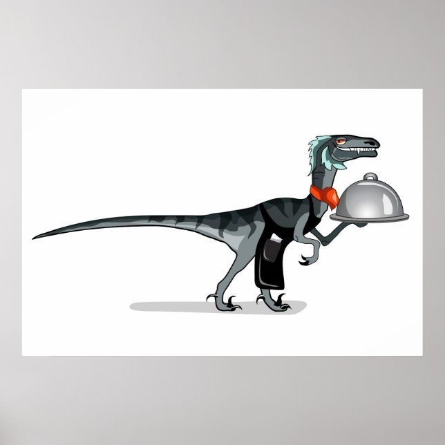 Poster Ilustração De Um Garçom De Comida De Raptor. (Frente)