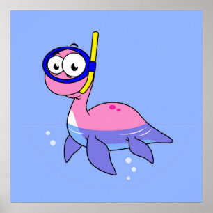 Poster Ilustração De Um Monstro De Snorkeling Loch Ness.
