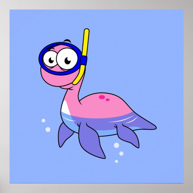 Poster Ilustração De Um Monstro De Snorkeling Loch Ness. (Frente)