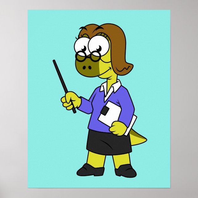 Poster Ilustração De Um Professor De Paquicéfalossauro. (Frente)