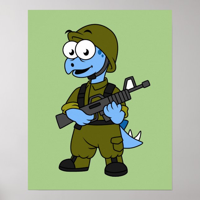 Poster Ilustração De Um Soldado De Stegossauro. (Frente)