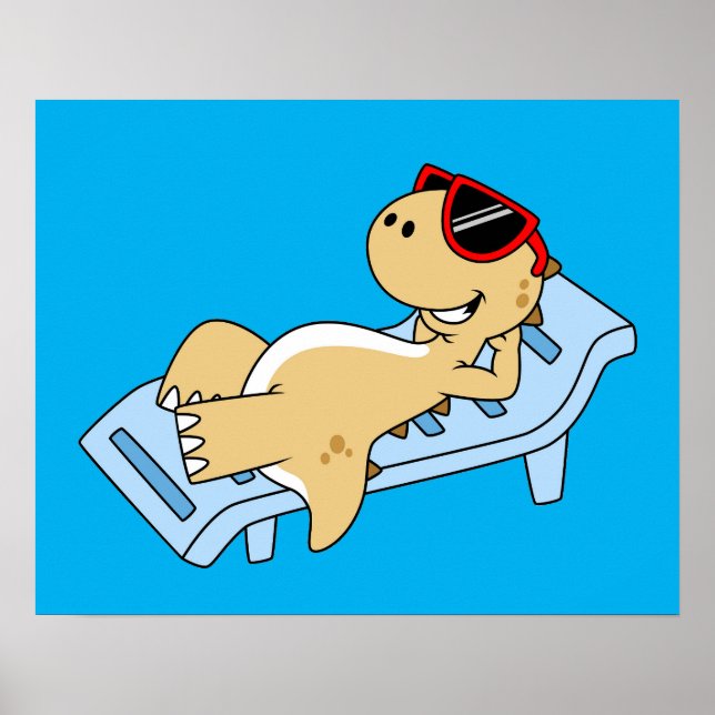 Poster Ilustração De Um Tyrannosaurus Rex, Banho Do Sol. (Frente)