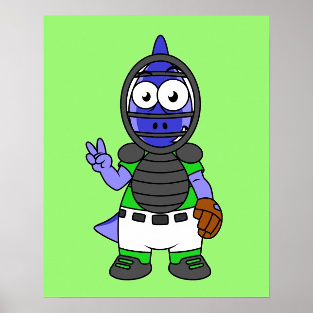 Poster Ilustração De Uma Caçadora De Basebol De Parasauro (Frente)