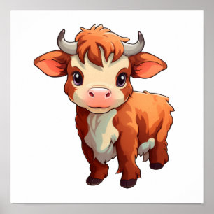 Poster Ilustração de vaca de desenho animado