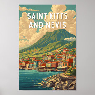 Poster Ilustração de Viagem Arte de São Cristóvão e Nevis