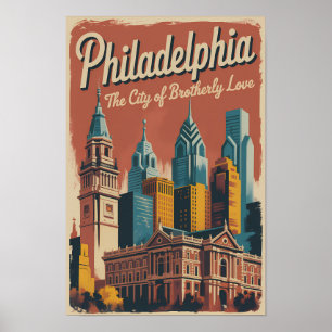 Poster Ilustração de Viagem Arte Filadélfia Pensilvânia