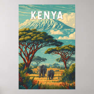 Poster Ilustração de Viagem Arte Vintage Quênia