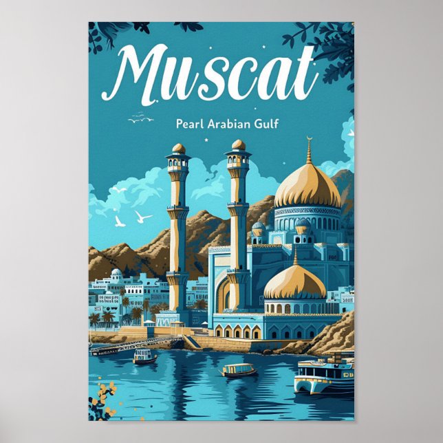 Poster Ilustração de Viagem artística de Muscat Oman (Frente)