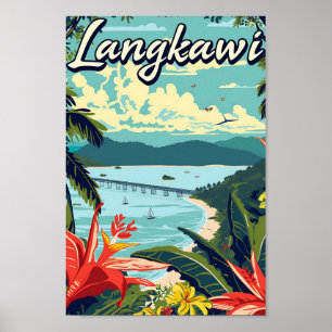 Poster Ilustração de Viagem artístico da Malásia Langkawi