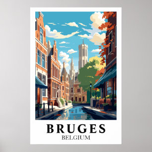 Poster Ilustração de Viagem Bruges Bélgica