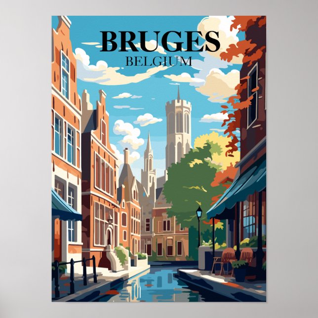 Poster Ilustração de Viagem Bruges Belgium (Frente)