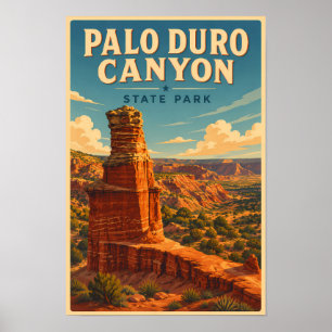 Poster Ilustração de Viagem da Arte do Cânion Palo Duro T
