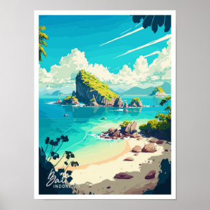 Poster Ilustração de Viagem da Bali Indonesia