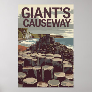 Poster Ilustração de Viagem da Calçada do Gigante Irlanda