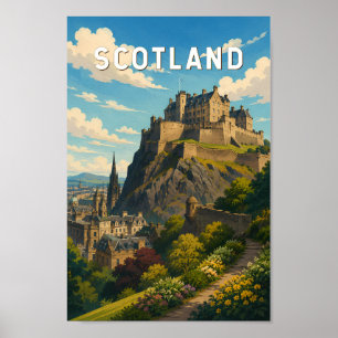 Poster Ilustração de viagem da Escócia Reino Unido Arte