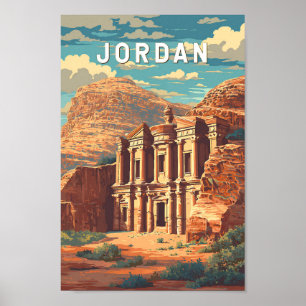 Poster Ilustração de viagem da Jordânia Arte Vintage