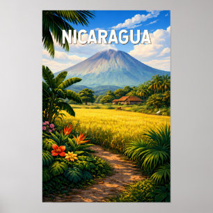 Poster Ilustração de viagem da Nicarágua Arte Vintage