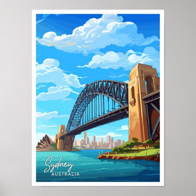 Poster Ilustração de Viagem da ponte Sydney Harbor (Frente)